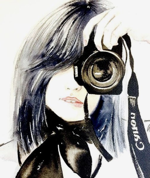 Девушка с фотоаппаратом арт