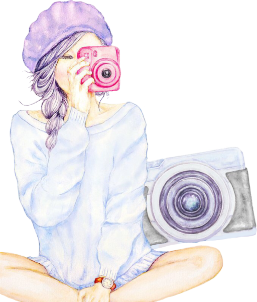 Нарисованная девушка с фотоаппаратом