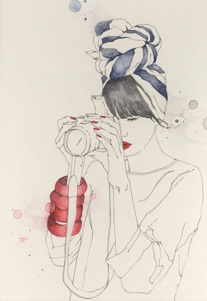 Девушка с кофе карандашом