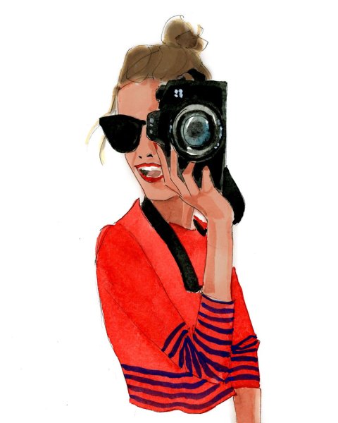 Девушка с фотоаппаратом рисунок