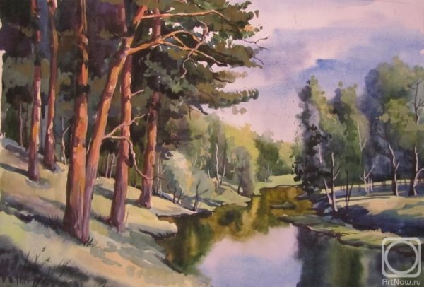 Акварель сосны пейзаж