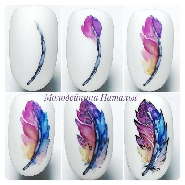 Акварельный дизайн на ногтях пошагово