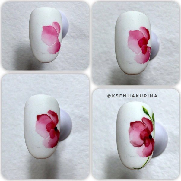 Акварель на ногтях пошагово
