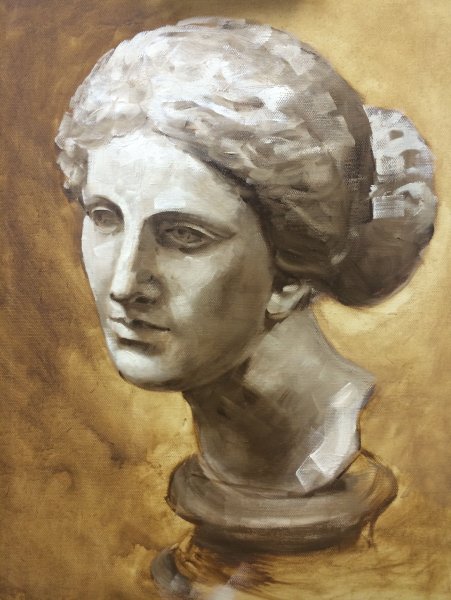 Академическая живопись гризайль с гипсовой головой