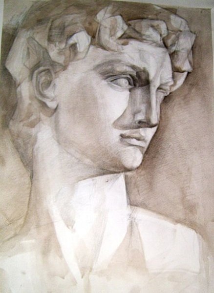 Нефертити гипсовая голова рисунок