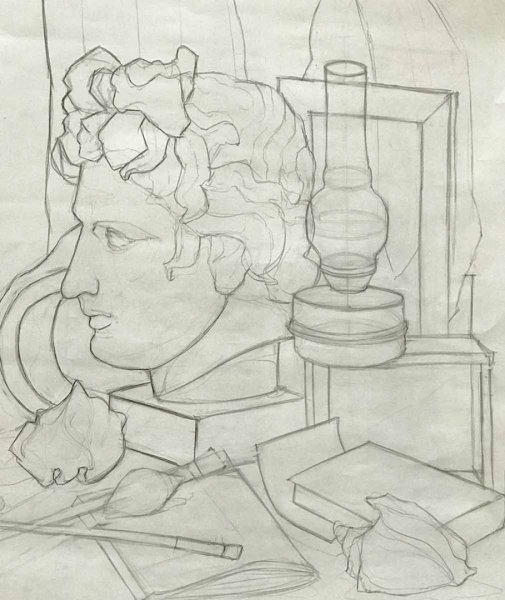 Натюрморт с гипсовой головой