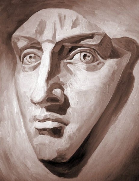 Гипсовая голова гризайль