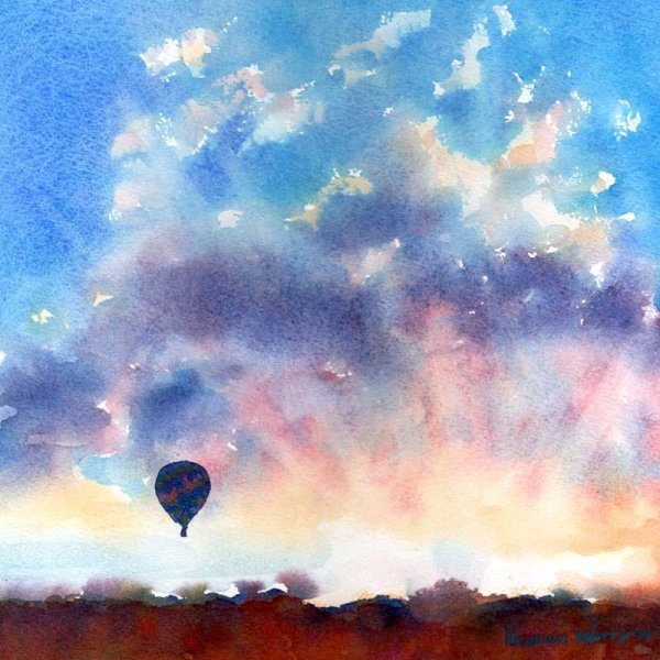 Красивое небо акварелью