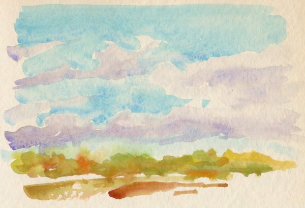 Рисование неба акварелью