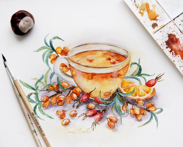 Чай акварель