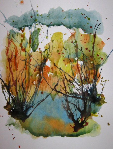 Кляксография акварелью