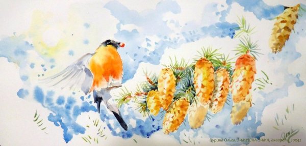 Ольга Цурина акварель птички