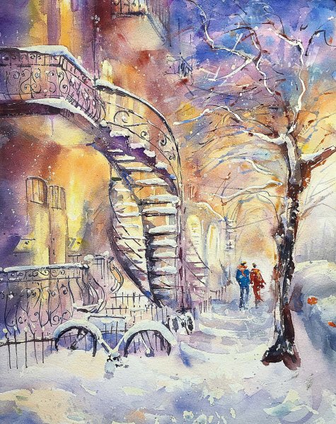 Зимний городской пейзаж