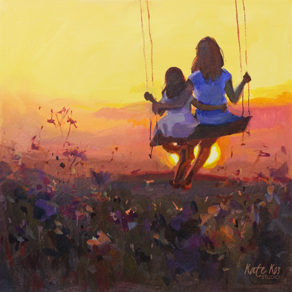 Качели акварель