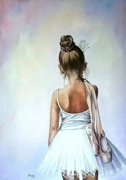 Рисованная девушка со спины