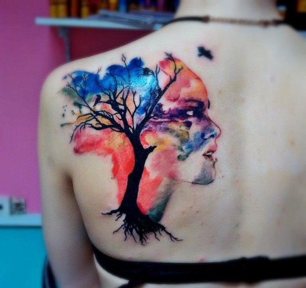 Тату в стиле акварель