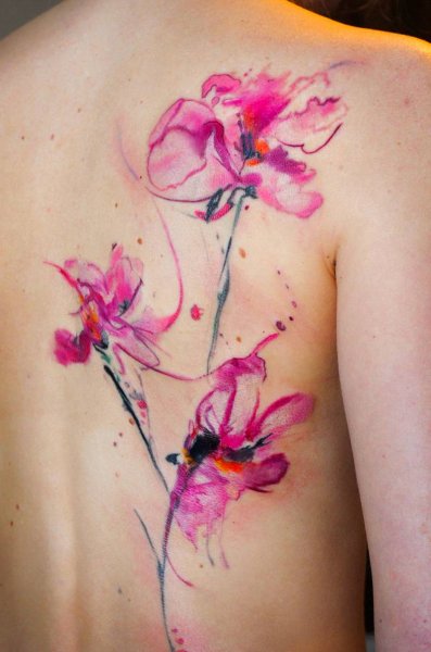 Тату акварель для девушек