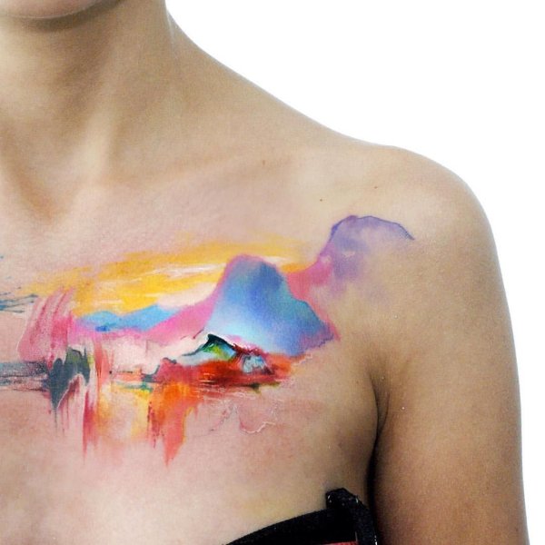 Татуировки в стиле акварель