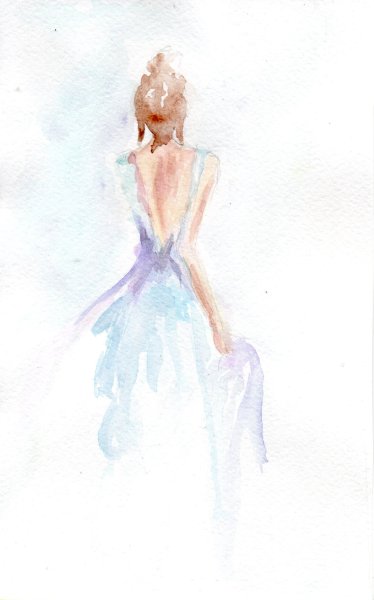 Девушка в платье акварель