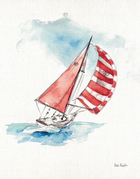 Парусник акварель
