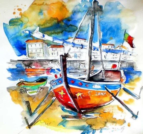 Парусная яхта живопись