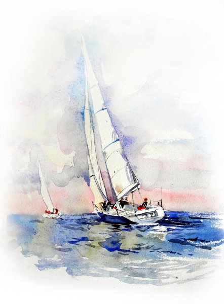 Корабль акварелью