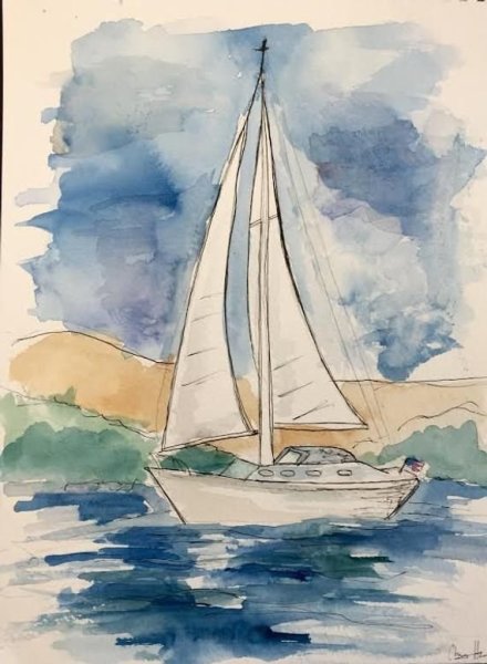 Терри Харрисон Акварельные пейзажи море корабль