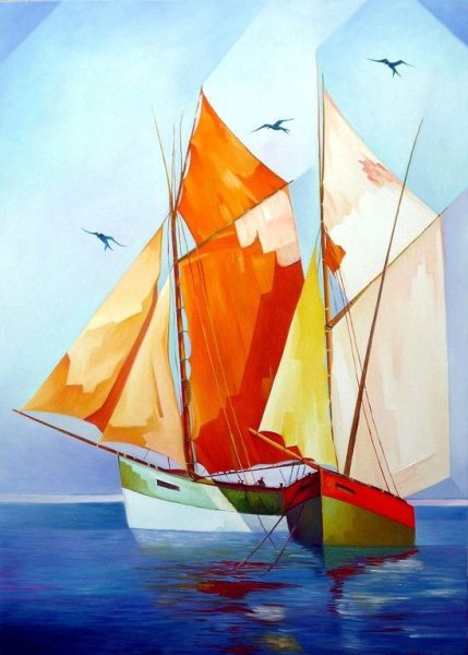 Лодка в тумане живопись