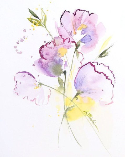 Открытки акварелью цветы