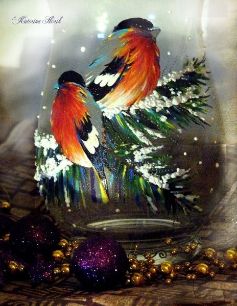 Новогодние росписи на стекле