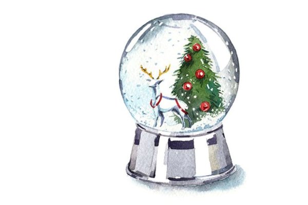 Снежный шар акварель