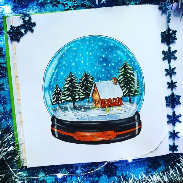 Рисование снежный шар