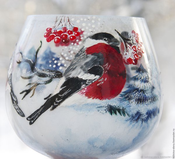 Тарелка со снегирями