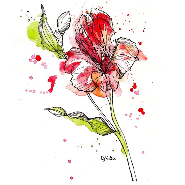 Акварельный скетч ботаника