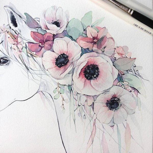 Набросок Акварельные цветы