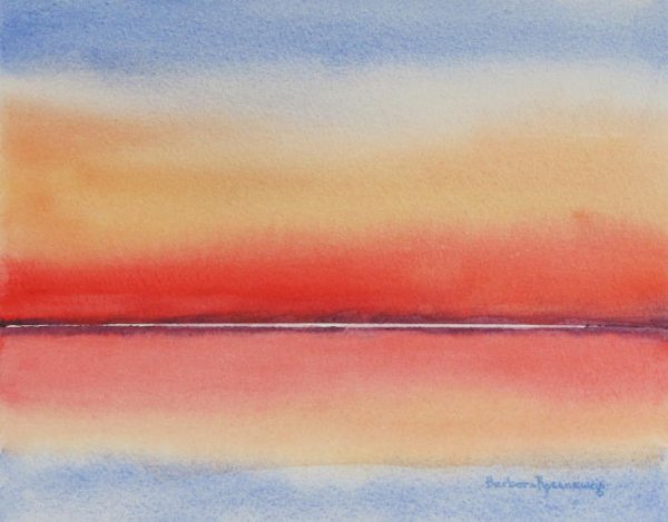 Акварель по сырому закат