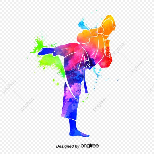 Разноцветный силуэт тхэквондиста