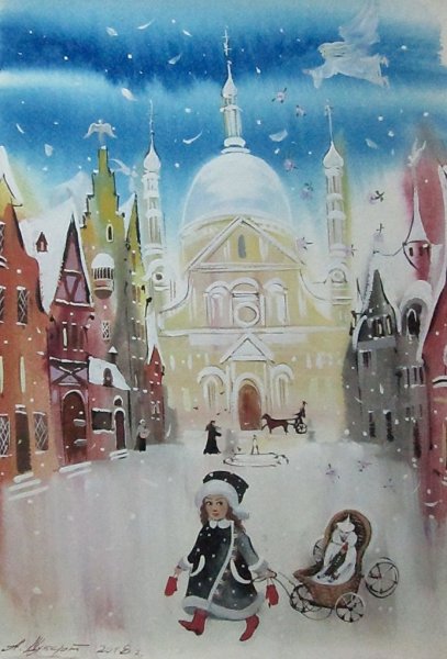 Снежная Королева акварель