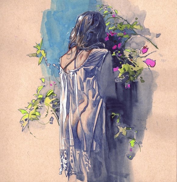 Девушка со спины рисунок