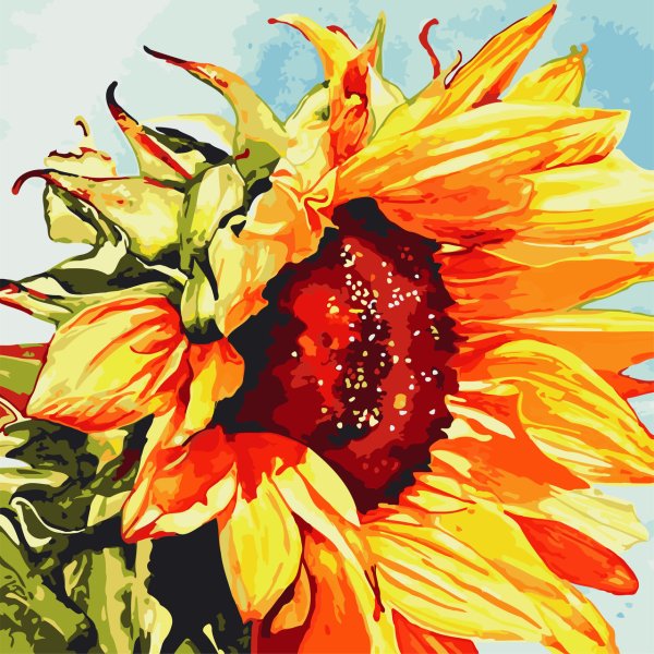 Цветы акварелью Подсолнухи