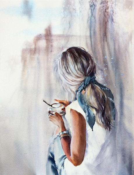 Рисунки акварелью девушки