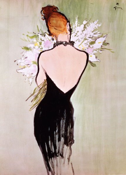 Девушка в платье акварель