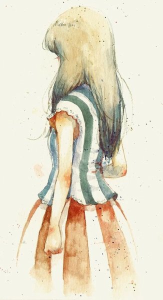 Нарисованные рыжие девушки со спины