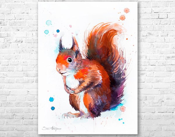 Тату белка акварель