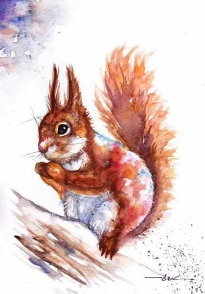 Животные акварелью для детей