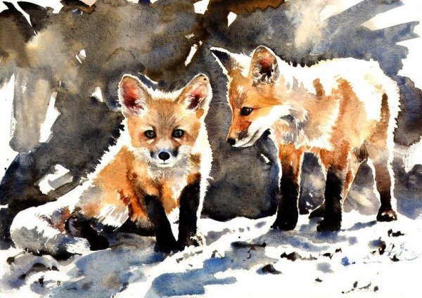 Лисенок живопись