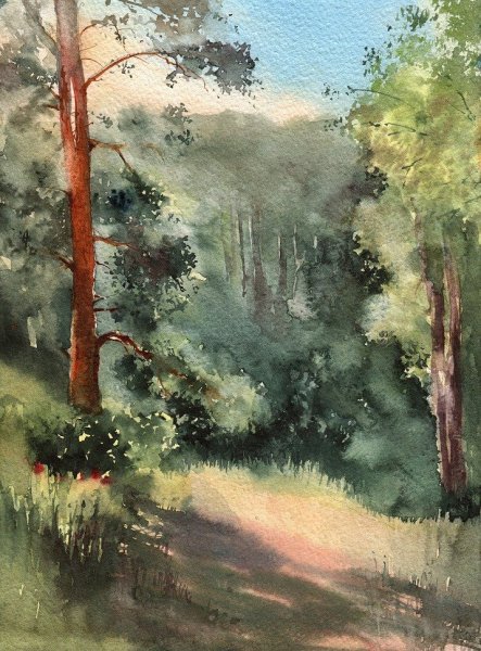 Пейзажи с животными акварелью