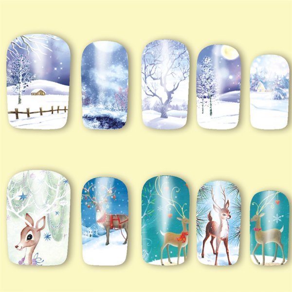 Зимний пейзаж на ногтях