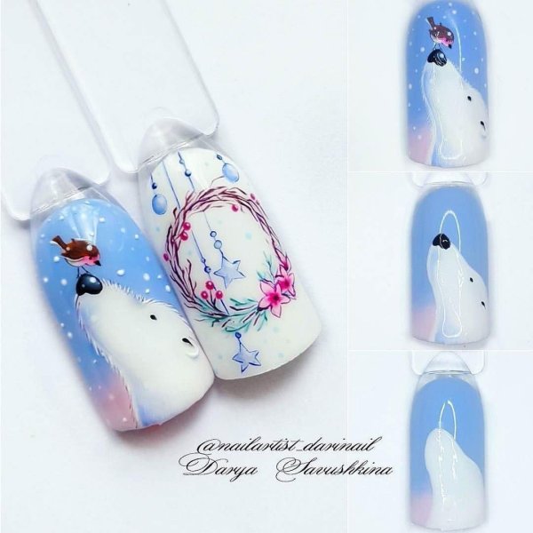 Зимнее рисование на ногтях