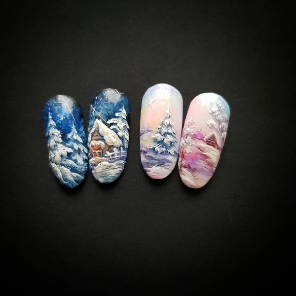 Пейзаж на ногтях